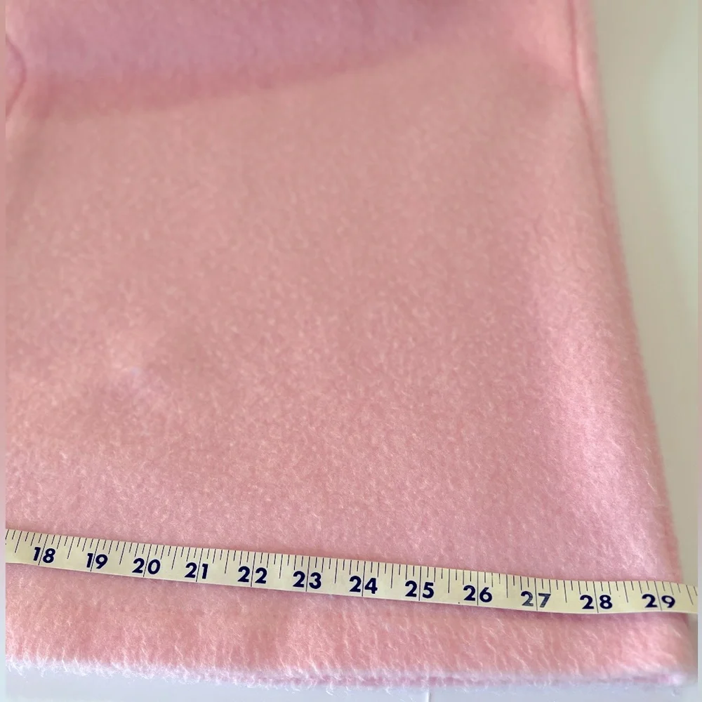 Vintage Cozy Fluffy Pink and White Hooded Bathrobe with Side Pocket. Size=Medium